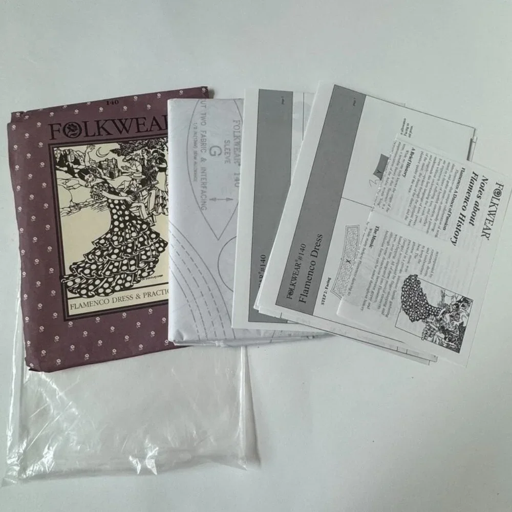 Folkwear 140 Vintage Flamenco Dress & Practice Skirt Un-Cut Pattern 2001 - Picture 3 of 3